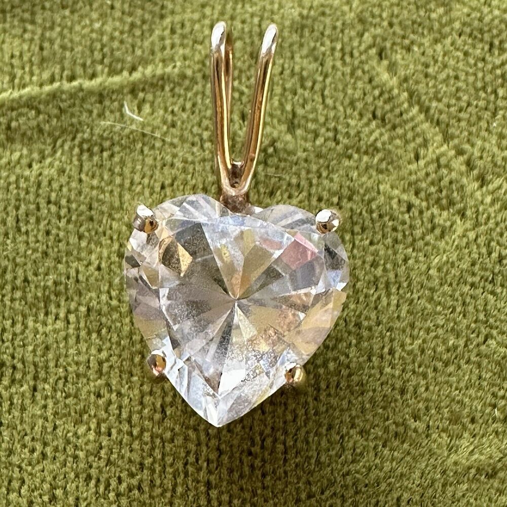 14k Heart Shaped White Topaz pendant